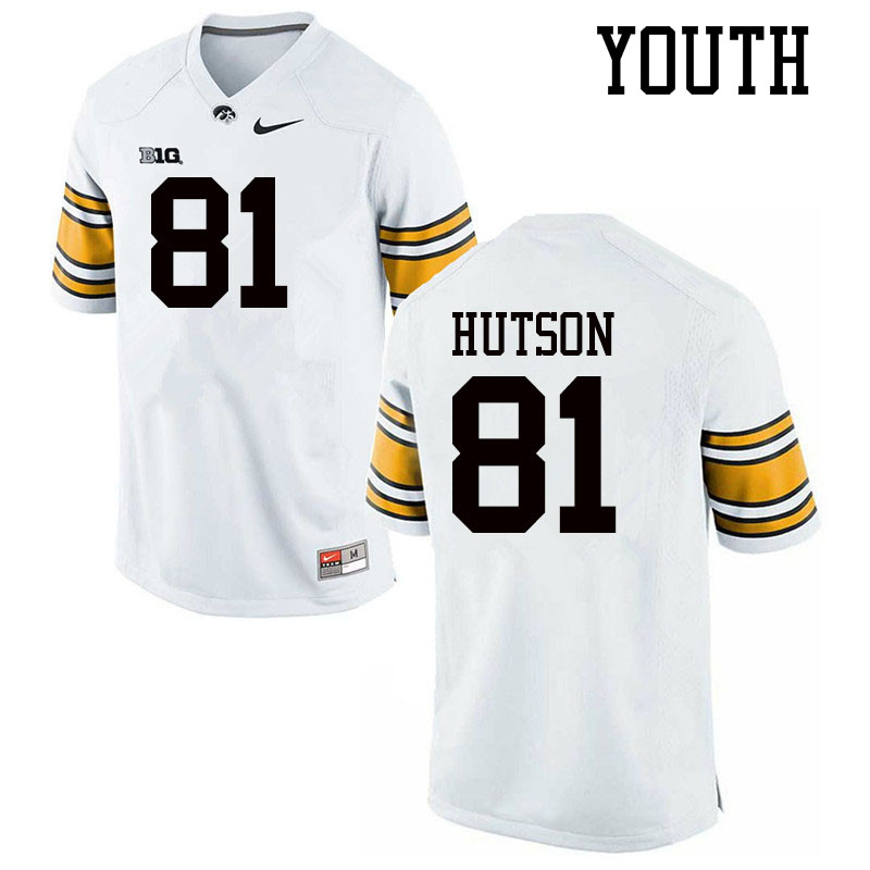 Youth #81 Desmond Hutson Iowa Hawkeyes College Football Jerseys Sale-White